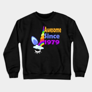 Awesome Since 1979 Funny 40th Birthday Unicorn Lover Gift Idea Crewneck Sweatshirt